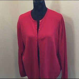 Red Long-sleeved Button Up Cardigan